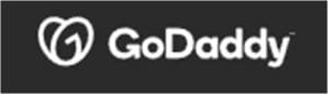 GoDaddy logo: white on black background