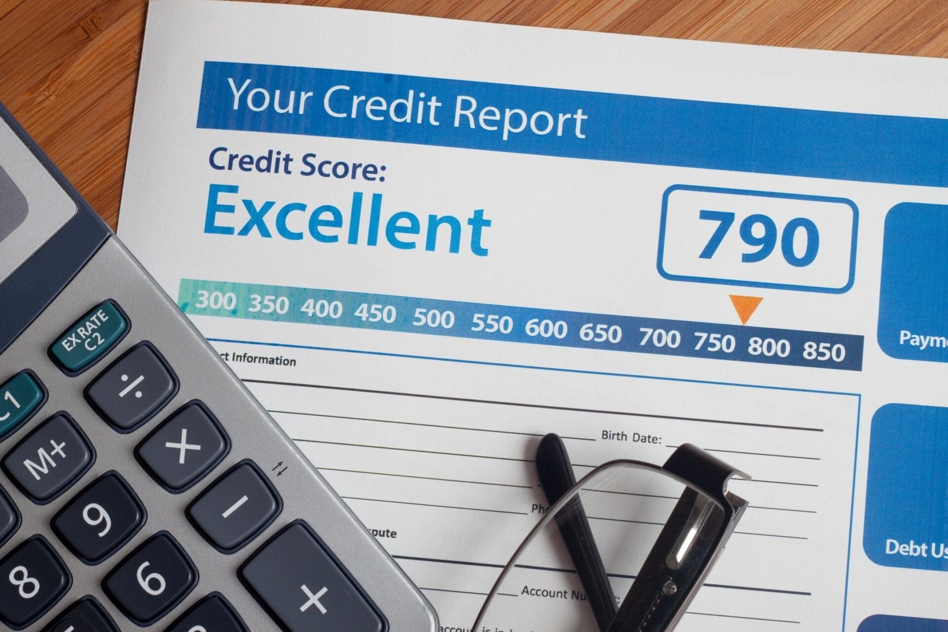 Excellent credit report, score 790.