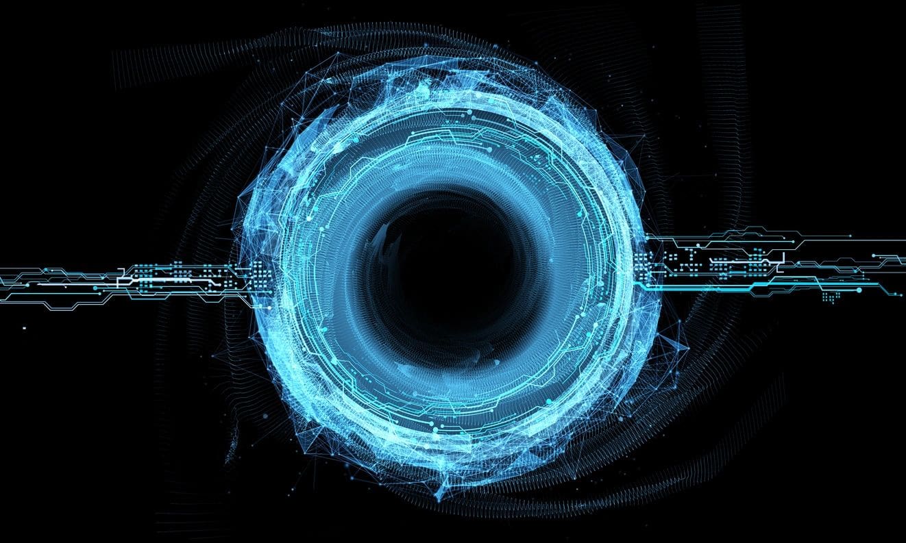 Abstract digital blue glowing circle.